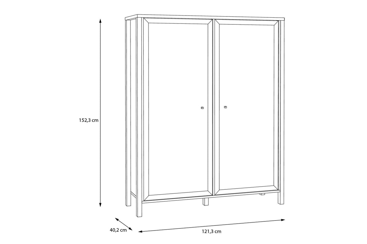 High Rock Extra Wide Display Cabinet In Matt Black/Riviera Oak