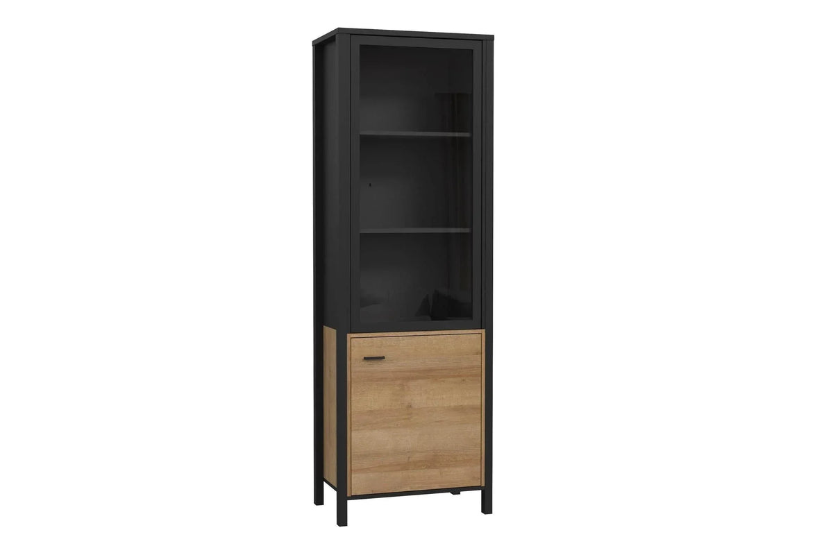 High Rock Wide Display Cabinet In Matt Black/Riviera Oak