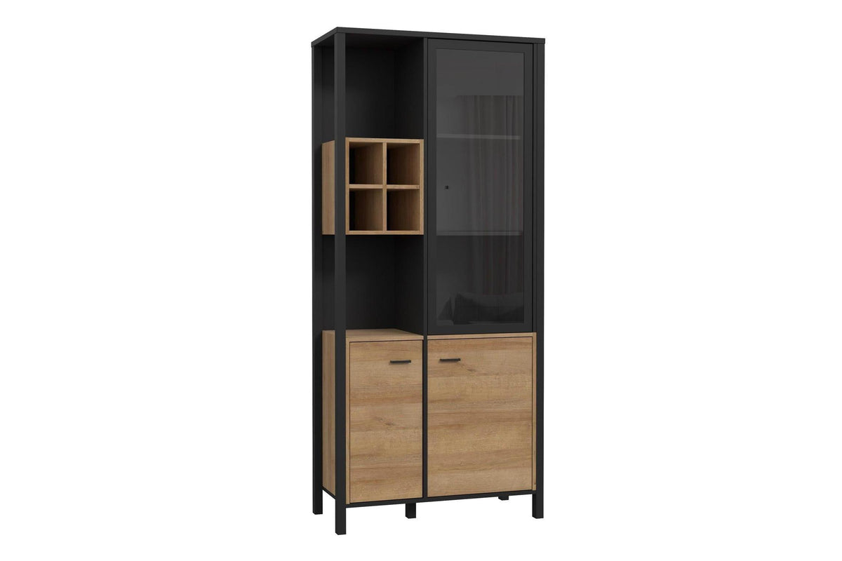 High Rock Display Cabinet In Matt Black/Riviera Oak