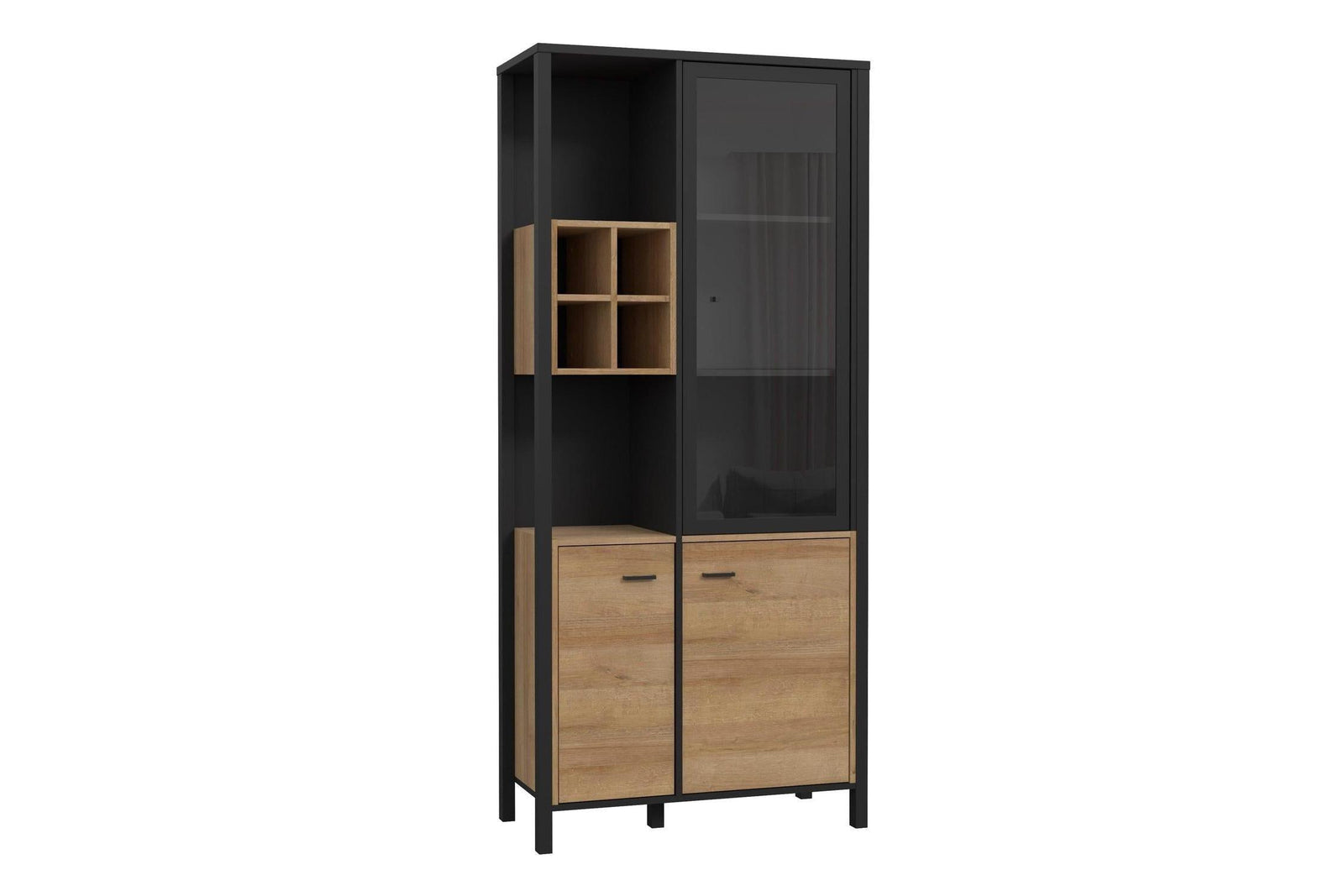 High Rock Display Cabinet In Matt Black/Riviera Oak