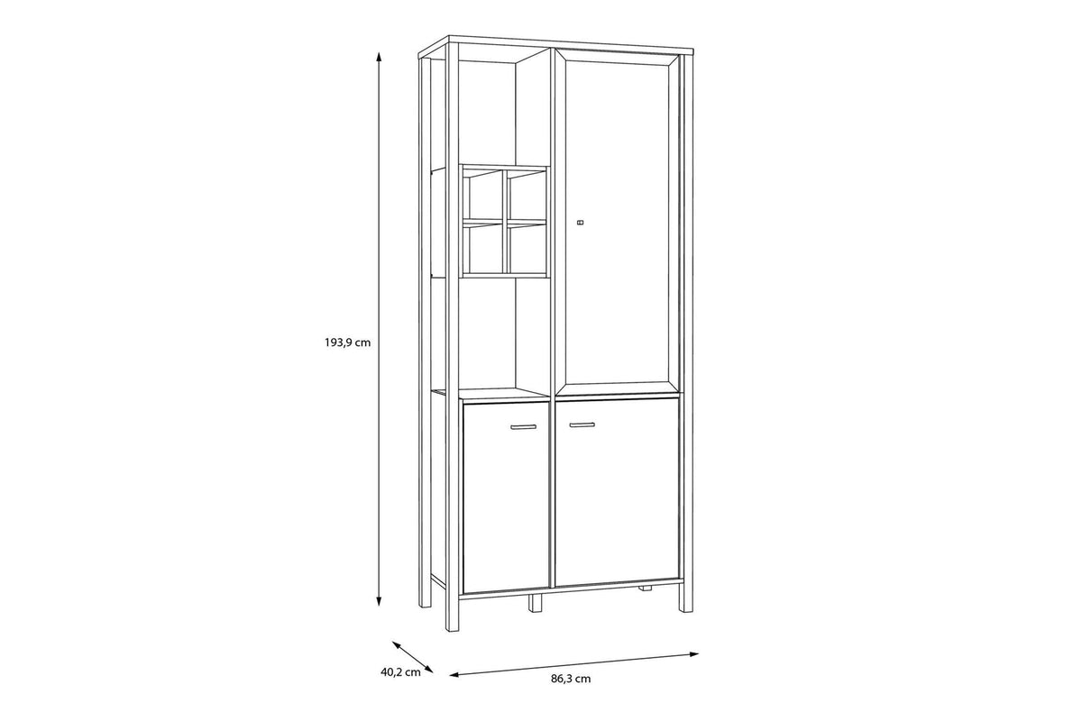 High Rock Display Cabinet In Matt Black/Riviera Oak