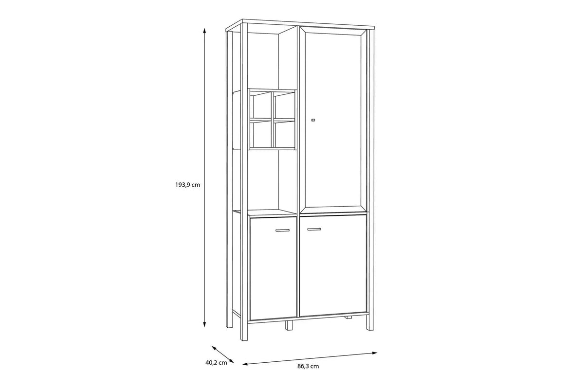 High Rock Display Cabinet In Matt Black/Riviera Oak