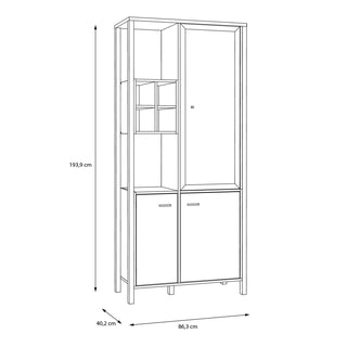 High Rock Display Cabinet In Matt Black/Riviera Oak