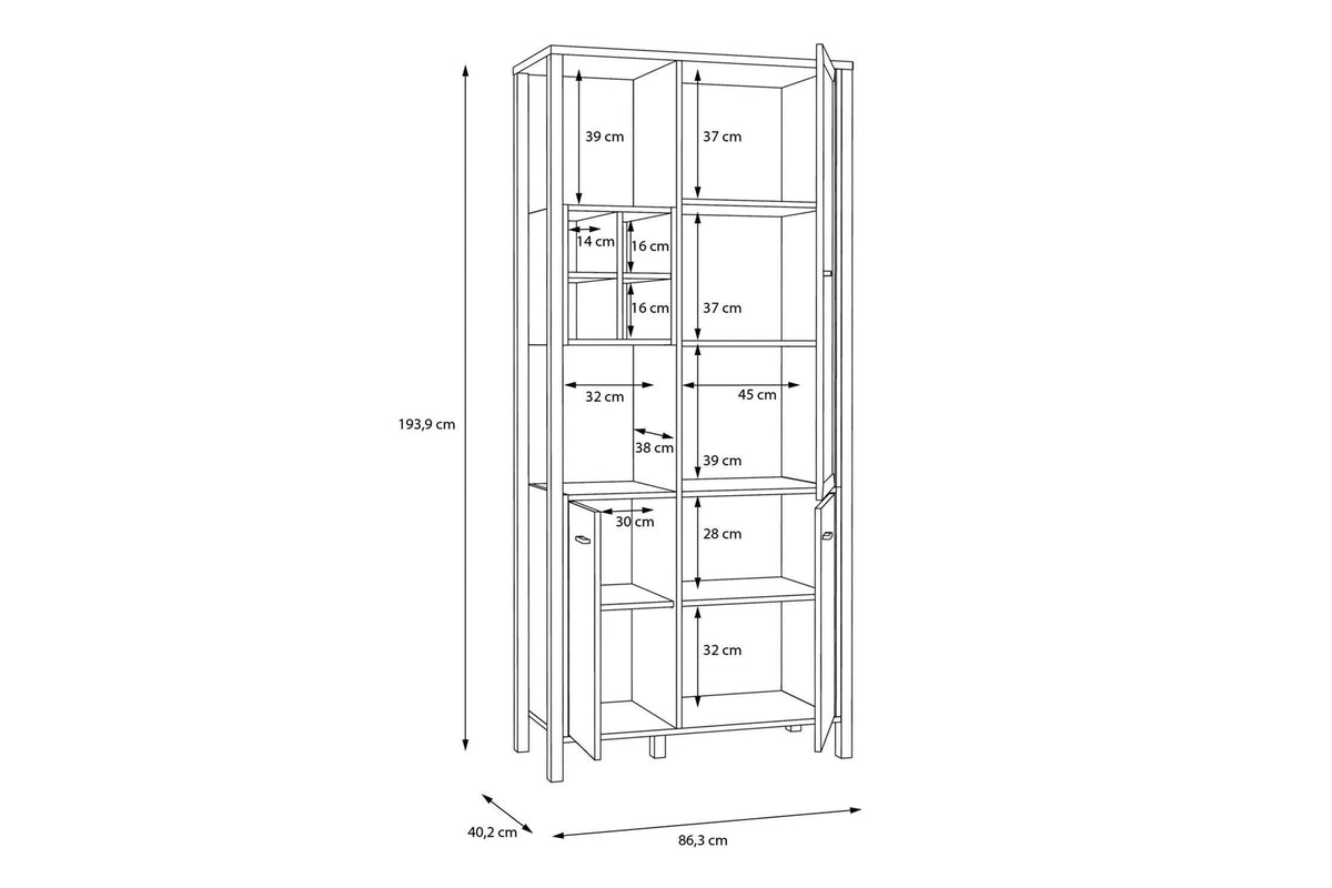 High Rock Display Cabinet In Matt Black/Riviera Oak