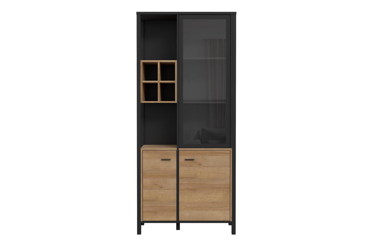 High Rock Display Cabinet In Matt Black/Riviera Oak
