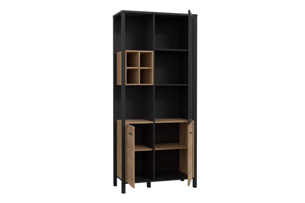 High Rock Display Cabinet In Matt Black/Riviera Oak
