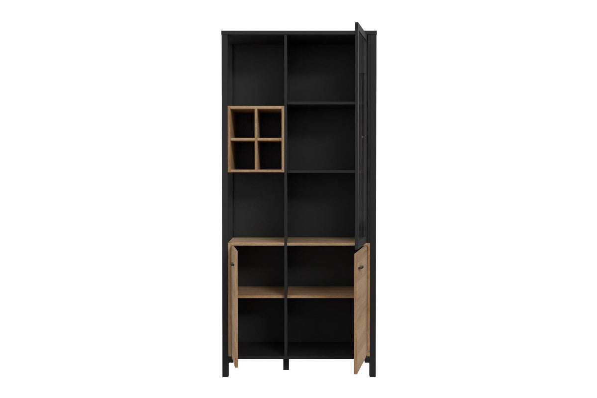 High Rock Display Cabinet In Matt Black/Riviera Oak