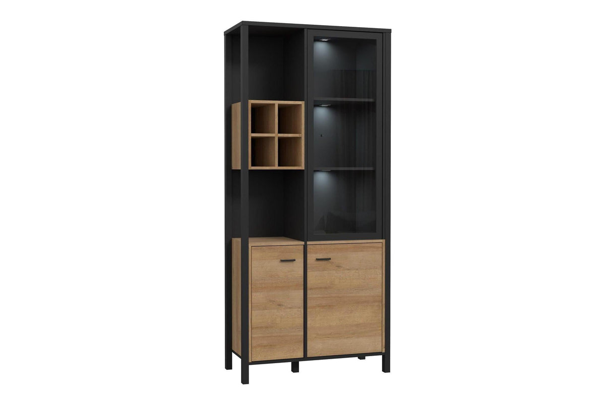 High Rock Display Cabinet In Matt Black/Riviera Oak