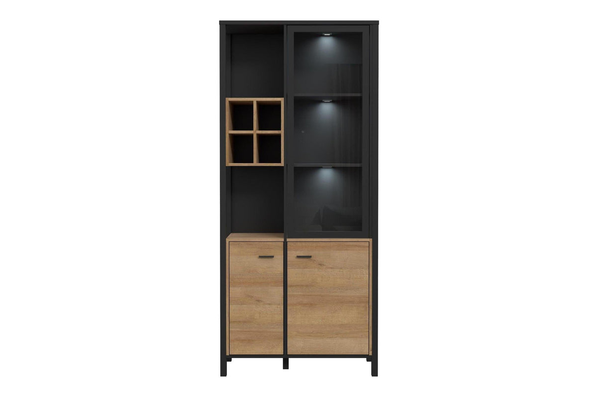 High Rock Display Cabinet In Matt Black/Riviera Oak