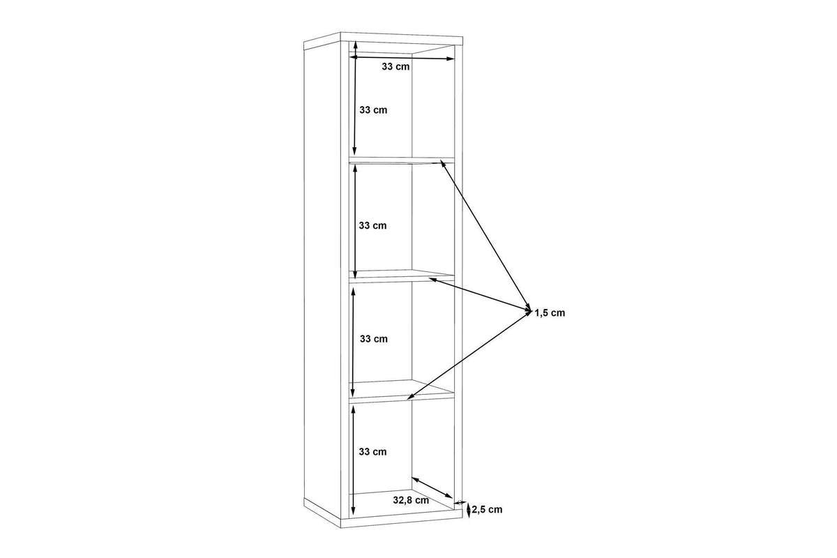 Mauro 3 Shelves Storage Unit In Matt Black
