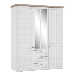 ilopa 3 door wardrobe in snowy oak/oak nelson
