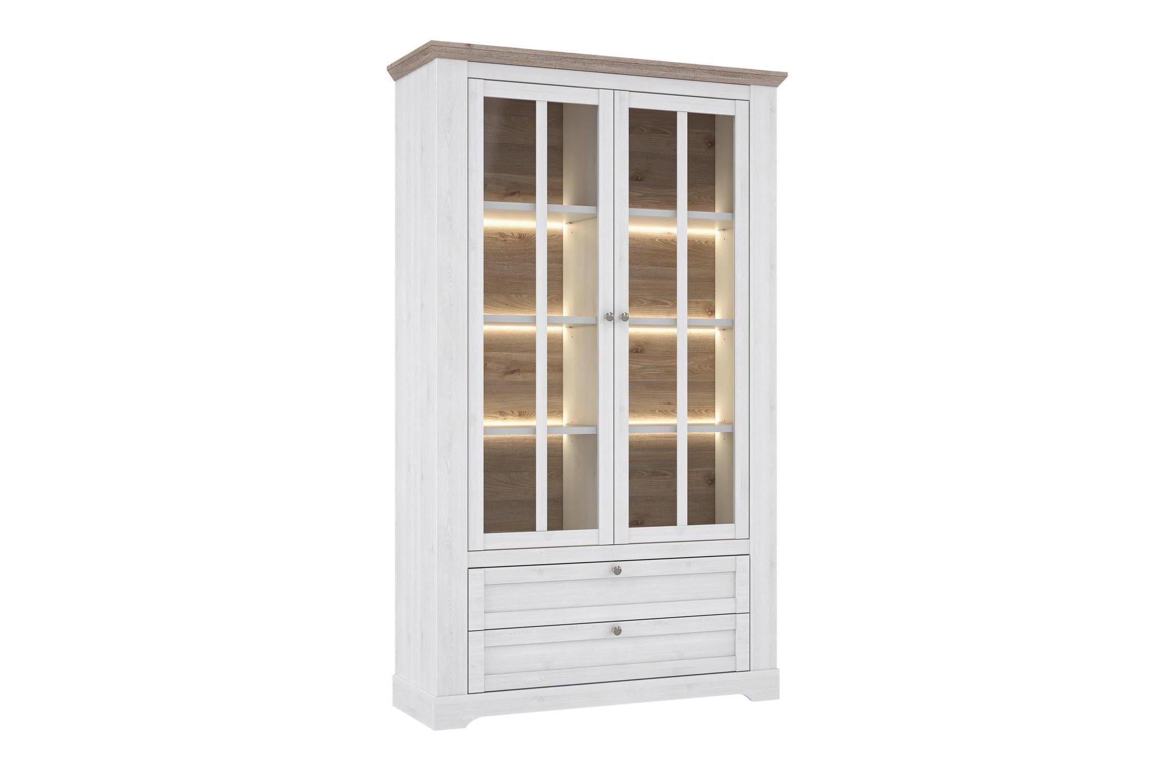 Lopa Display Cabinet In Snowy Oak/Oak Nelson