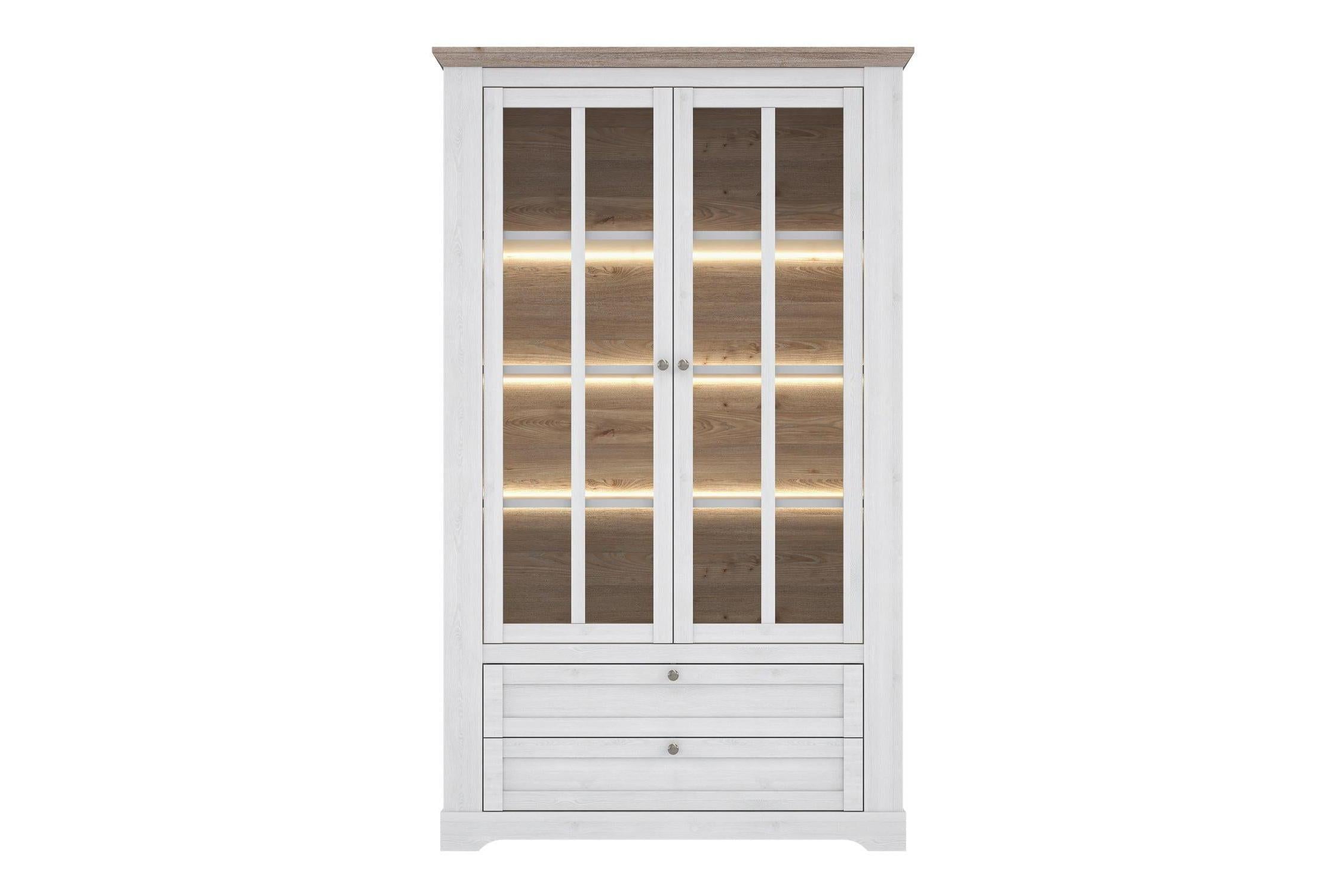 Lopa Display Cabinet In Snowy Oak/Oak Nelson