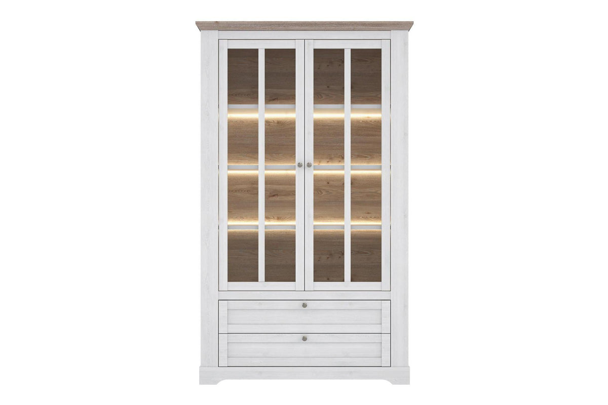 Lopa Display Cabinet In Snowy Oak/Oak Nelson