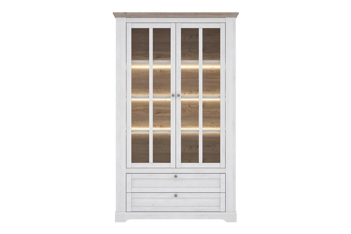 Lopa Display Cabinet In Snowy Oak/Oak Nelson