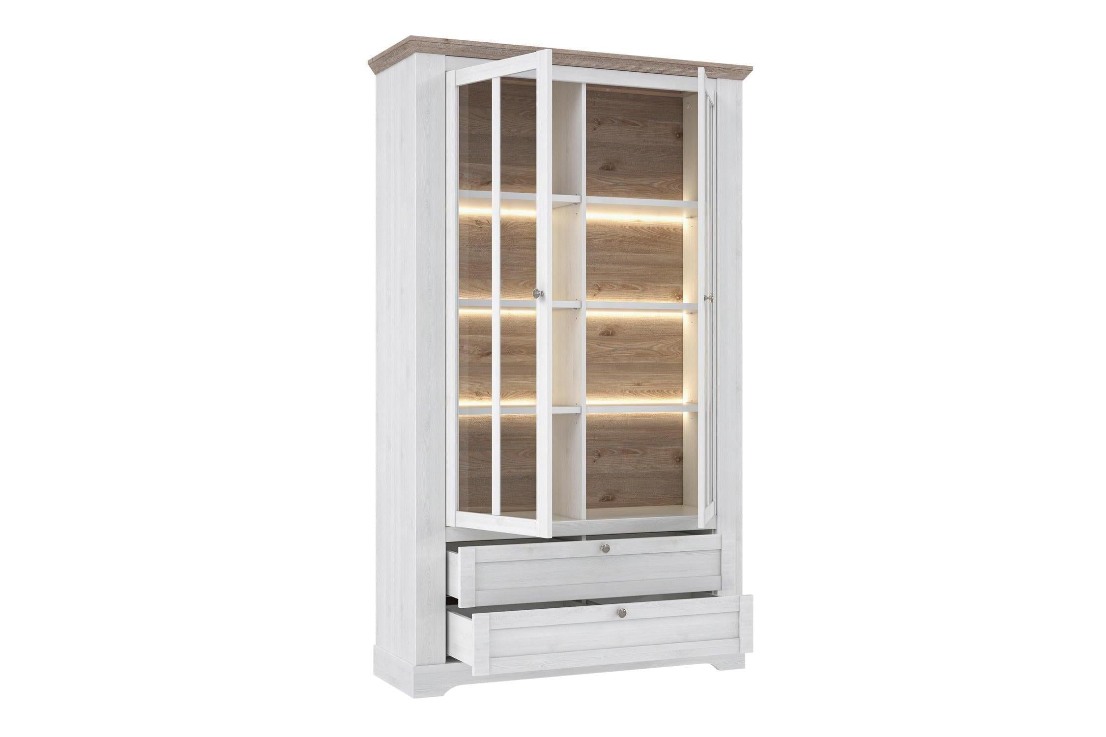 Lopa Display Cabinet In Snowy Oak/Oak Nelson