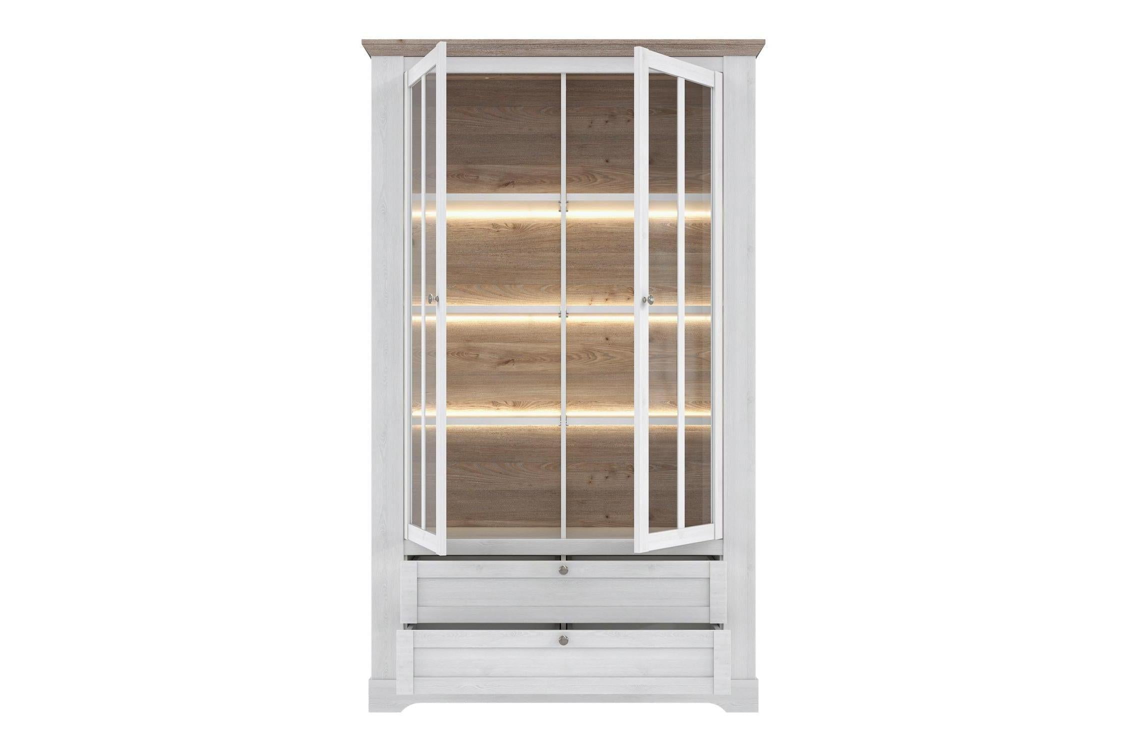 Lopa Display Cabinet In Snowy Oak/Oak Nelson