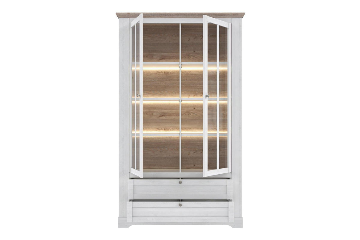 Lopa Display Cabinet In Snowy Oak/Oak Nelson