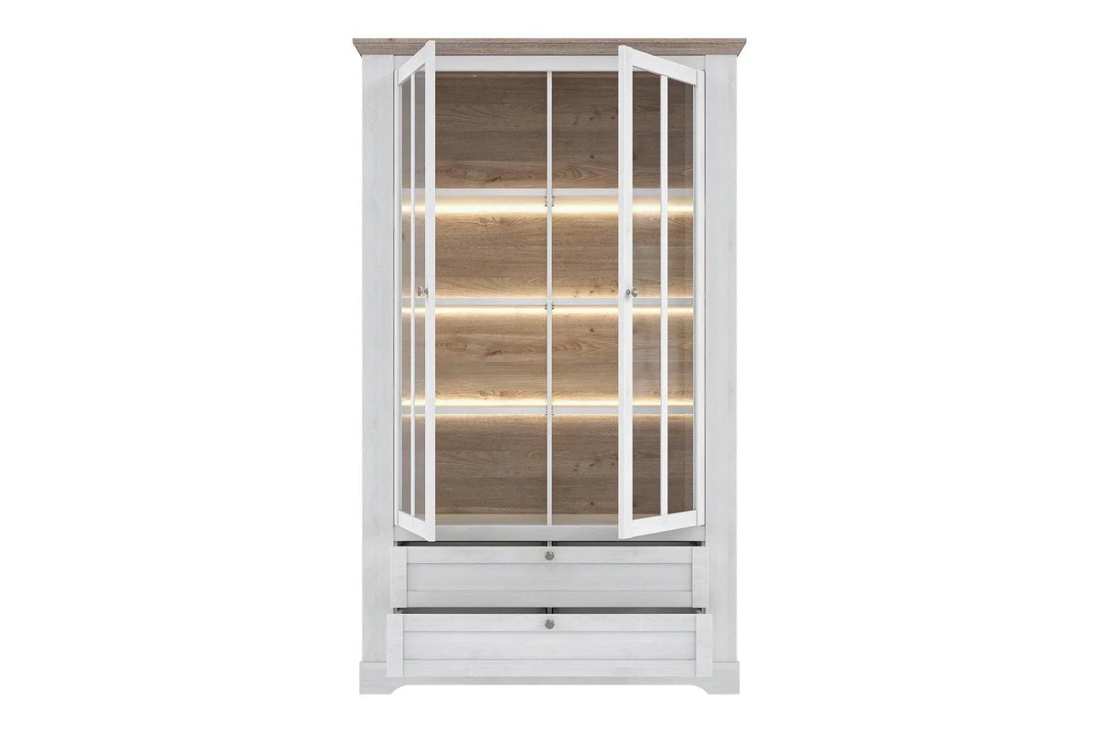 Lopa Display Cabinet In Snowy Oak/Oak Nelson
