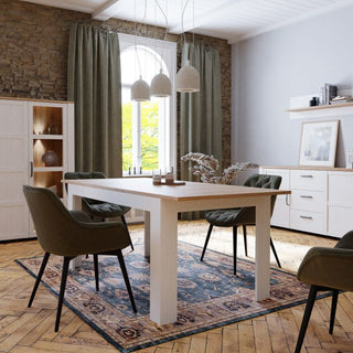 Bohol Extending Dining Table in White and Oak 160-207cm
