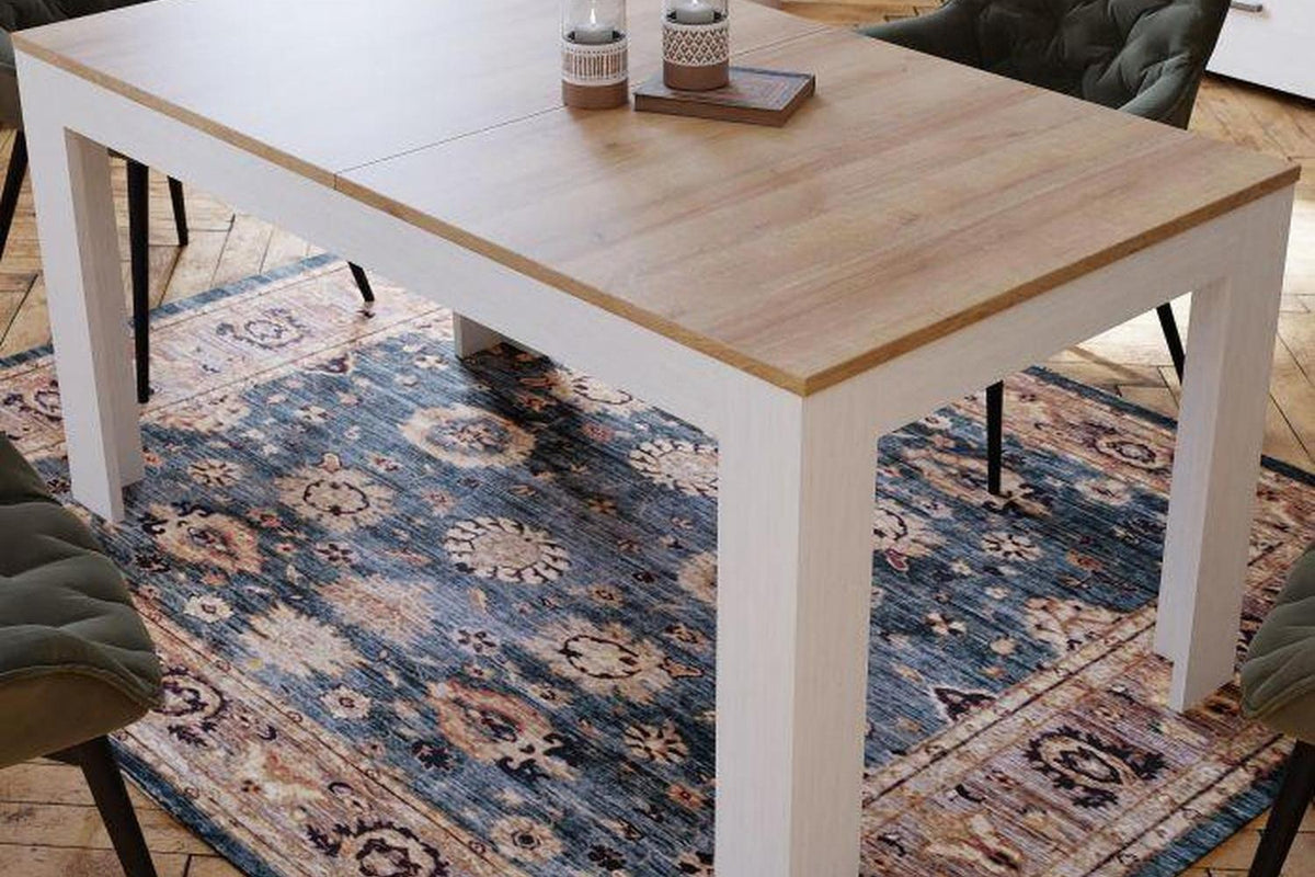 Bohol Extending Dining Table in White and Oak 160-207cm