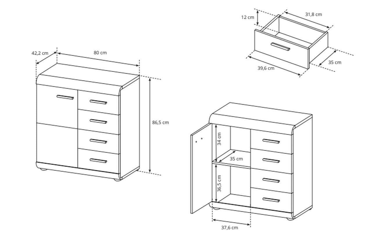 Link Sibeboard Cabinet With Drawers 80