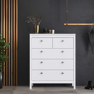 Madrid Chest 3+2 Drawers in White - Msofas LTD