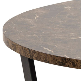 Amble Round Dining Table with Brown Marble Melamine Top & Black Legs 110cm