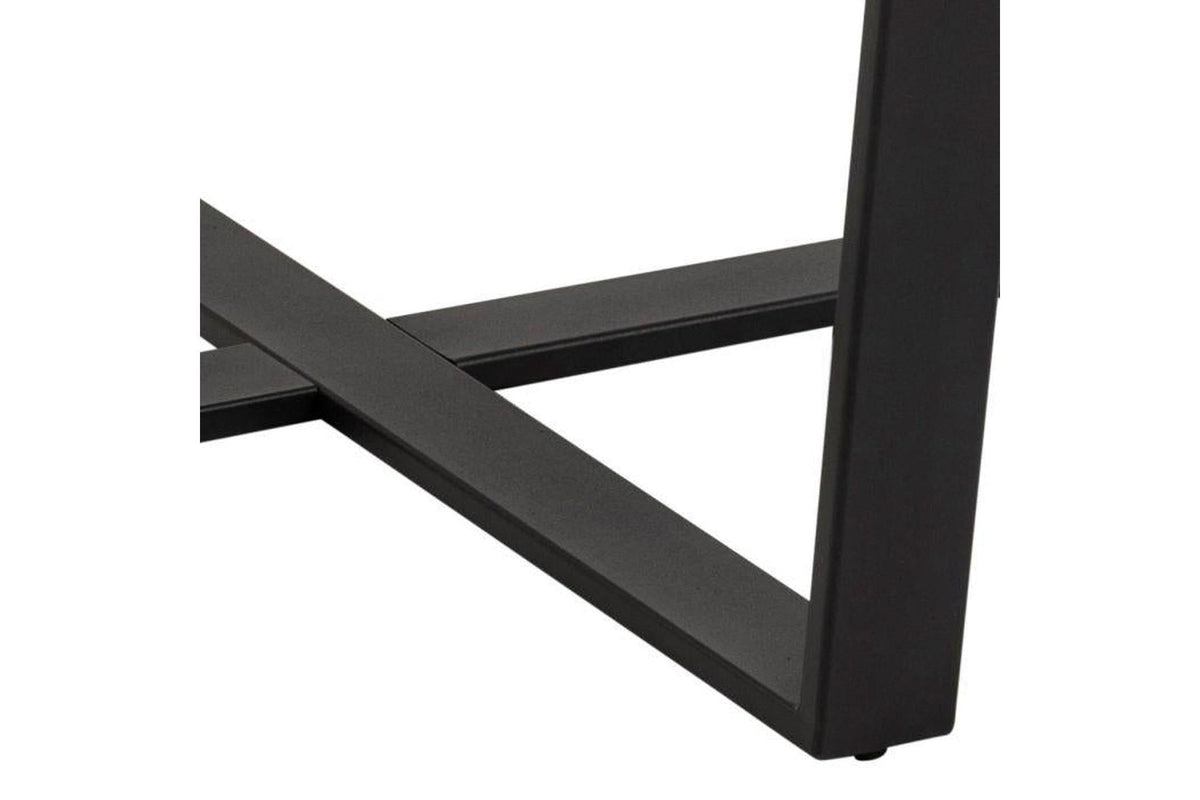 Amble Round Dining Table with Brown Marble Melamine Top & Black Legs 110cm