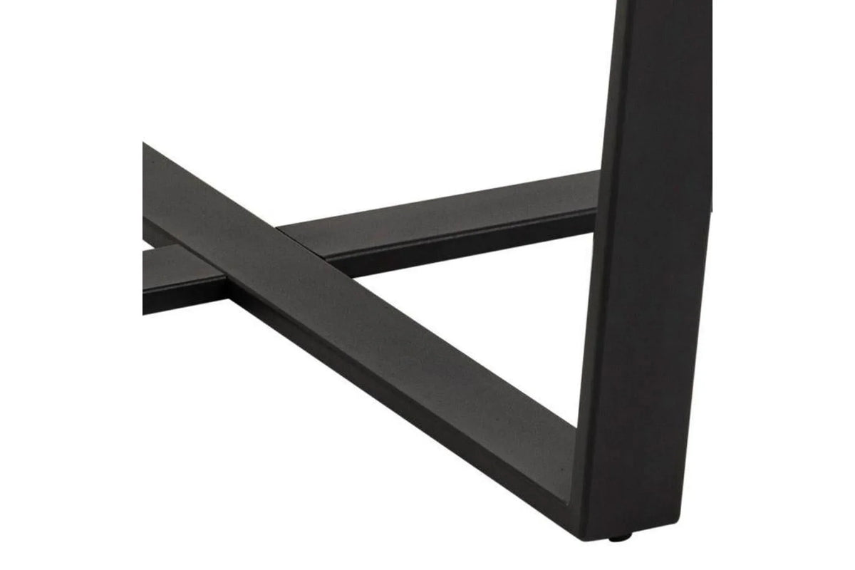 Amble Round Dining Table with Brown Marble Melamine Top & Black Legs 110cm