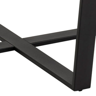 Amble Round Dining Table with Brown Marble Melamine Top & Black Legs 110cm