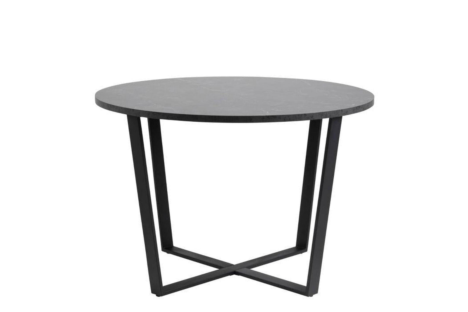 Amble Round Dining Table with Black Marble Melamine Top & Black Legs 110cm