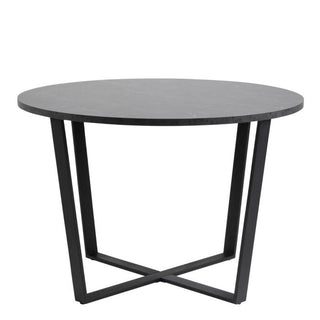 Amble Round Dining Table with Black Marble Melamine Top & Black Legs 110cm