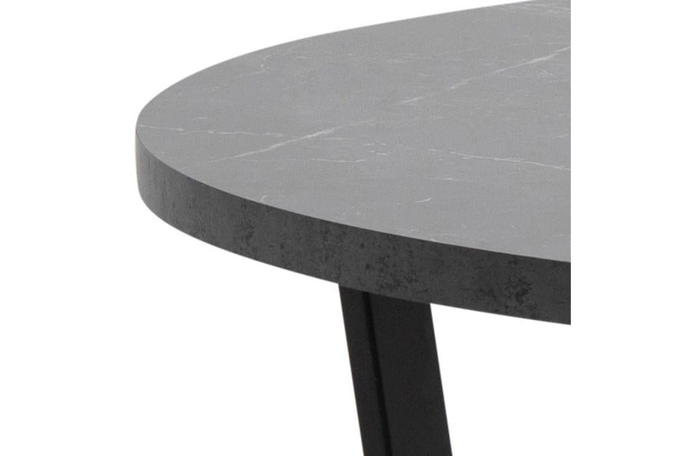 Amble Round Dining Table with Black Marble Melamine Top & Black Legs 110cm