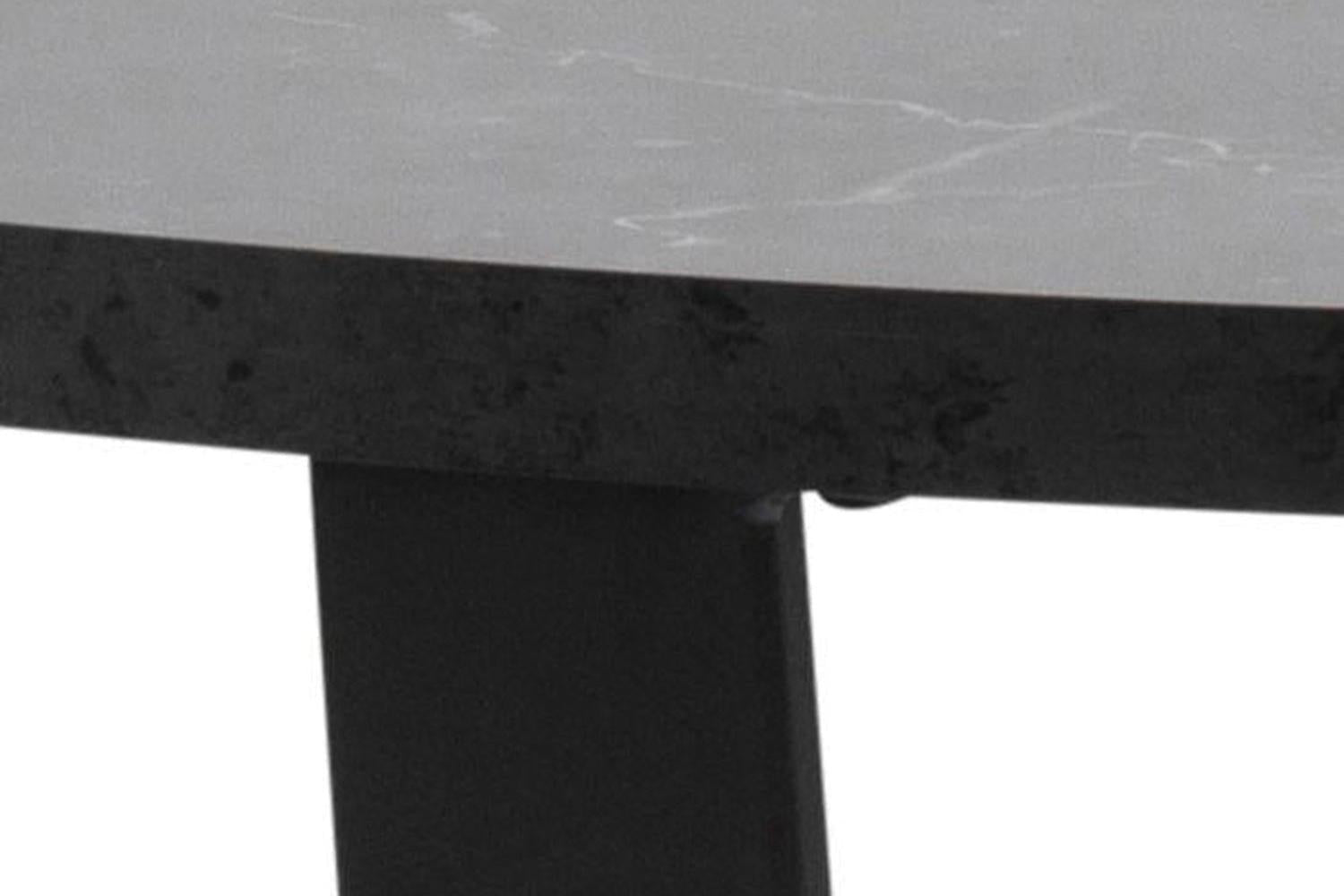Amble Round Dining Table with Black Marble Melamine Top & Black Legs 110cm