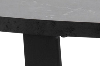 Amble Round Dining Table with Black Marble Melamine Top & Black Legs 110cm