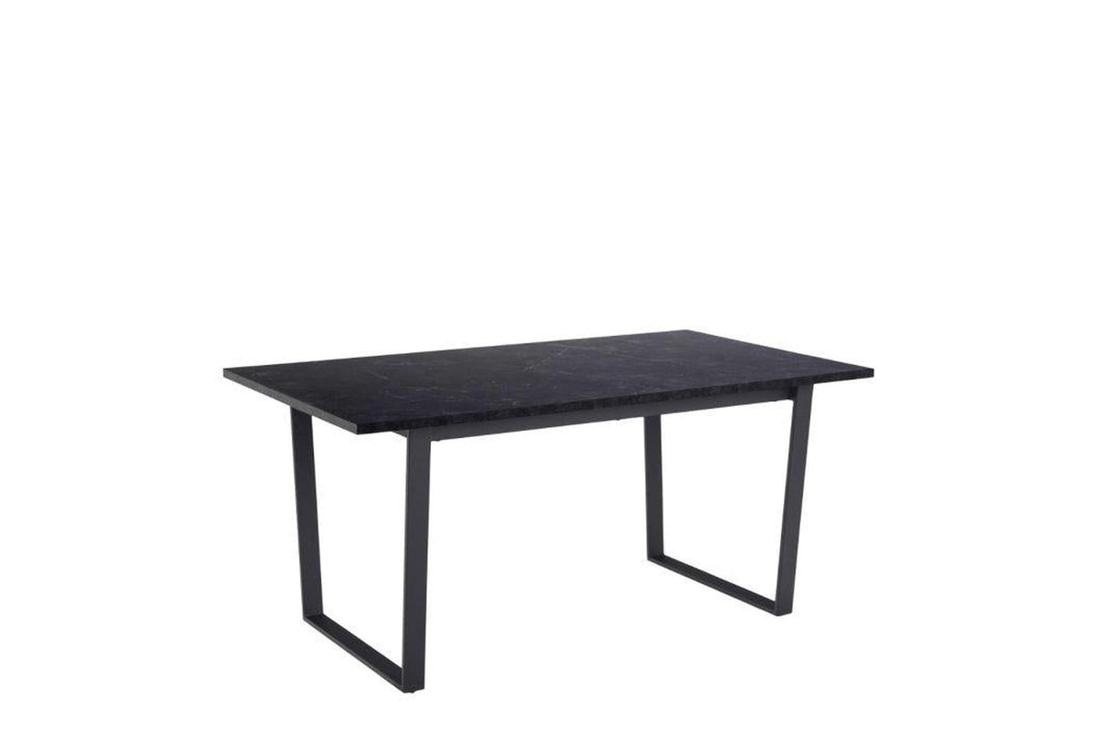 Amble Dining Table with Black Marble Melamine Top & Black Legs 160x90cm