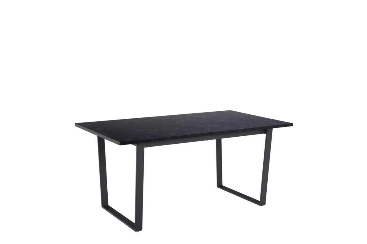 Amble Dining Table with Black Marble Melamine Top & Black Legs 160x90cm
