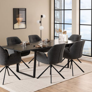 Amble Dining Table with Black Marble Melamine Top & Black Legs 160x90cm