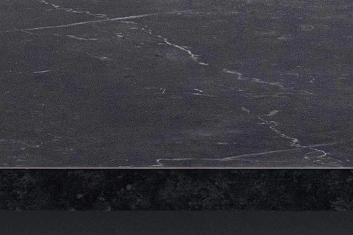 Amble Dining Table with Black Marble Melamine Top & Black Legs 160x90cm