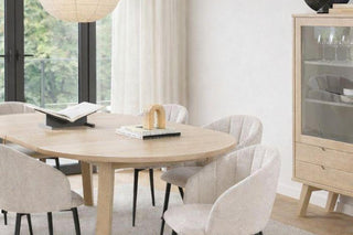 A-Line Round Extending Dining Table in White Oak 120-220cm
