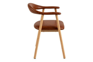 Addi Dining Chair With Armrest in PU Retro Brandy Set of 2