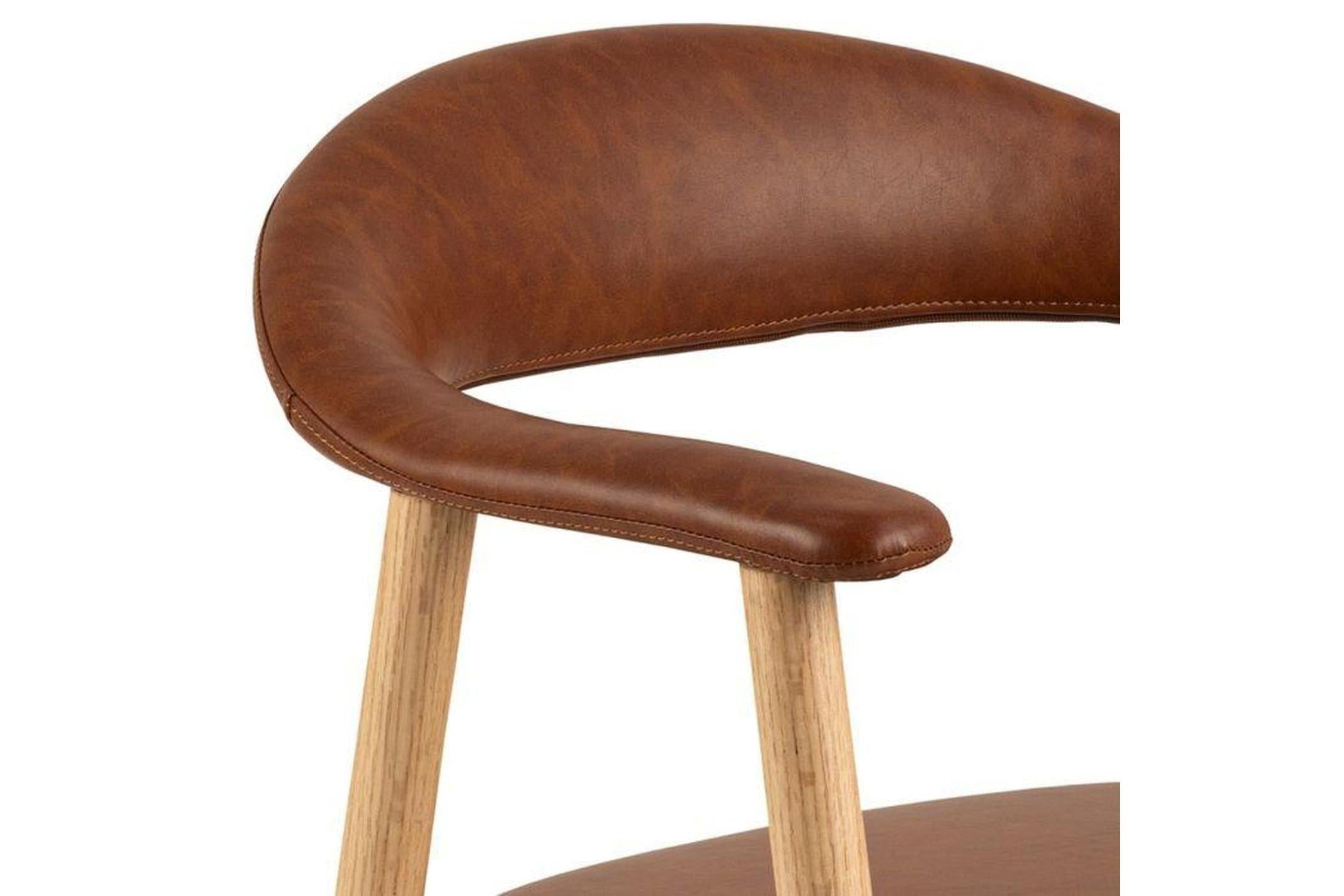 Addi Dining Chair With Armrest in PU Retro Brandy Set of 2