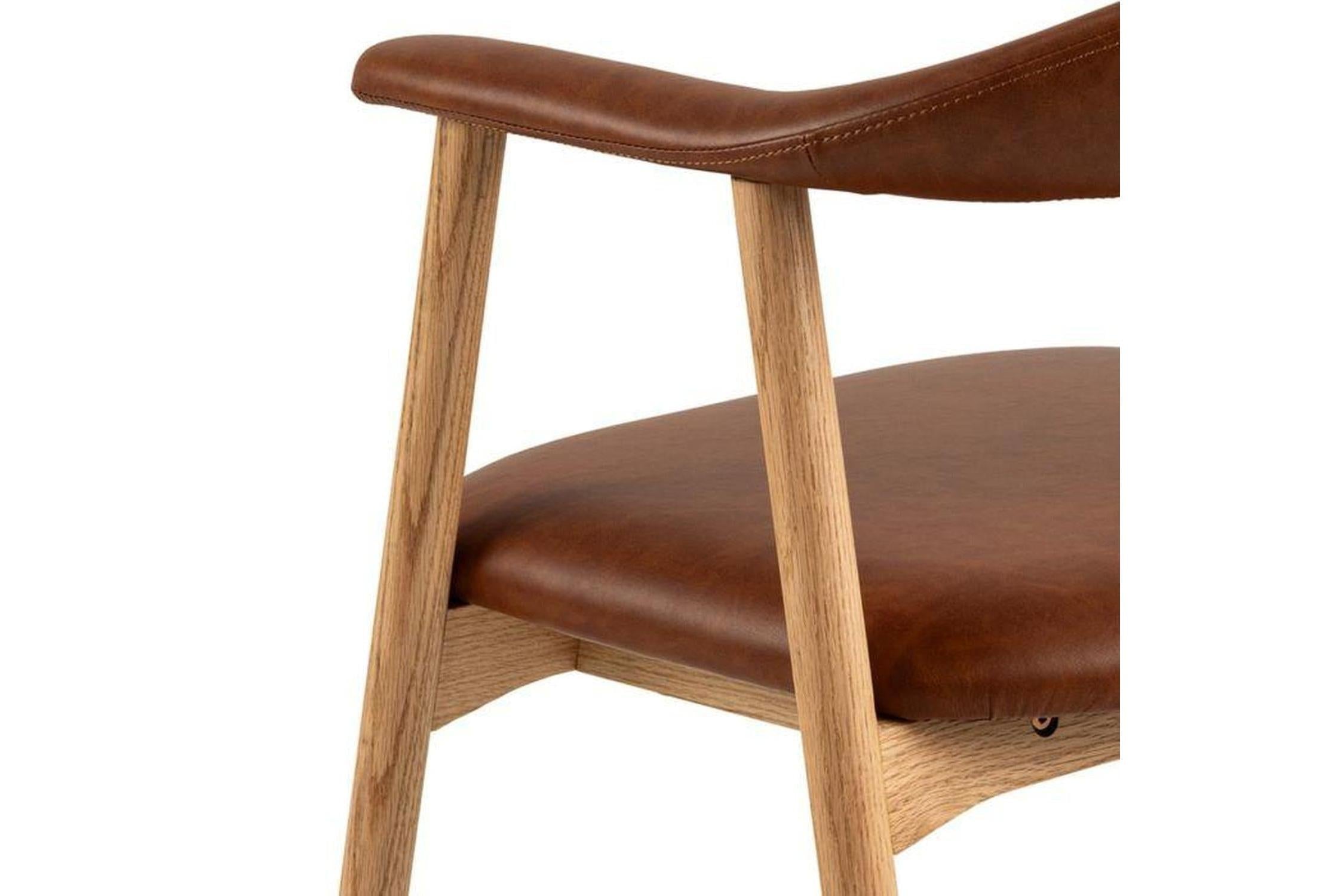 Addi Dining Chair With Armrest in PU Retro Brandy Set of 2