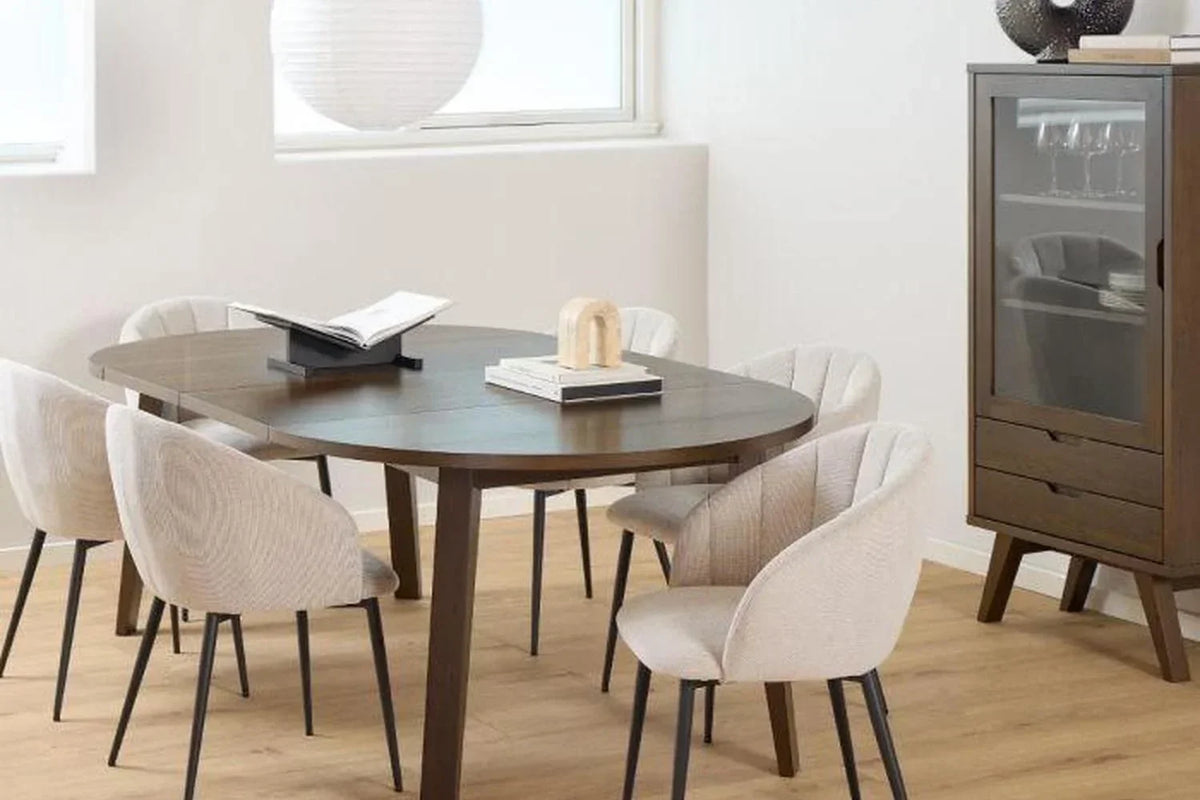 A-Line Round Extending Dining Table in Smoked Oak 120-220cm