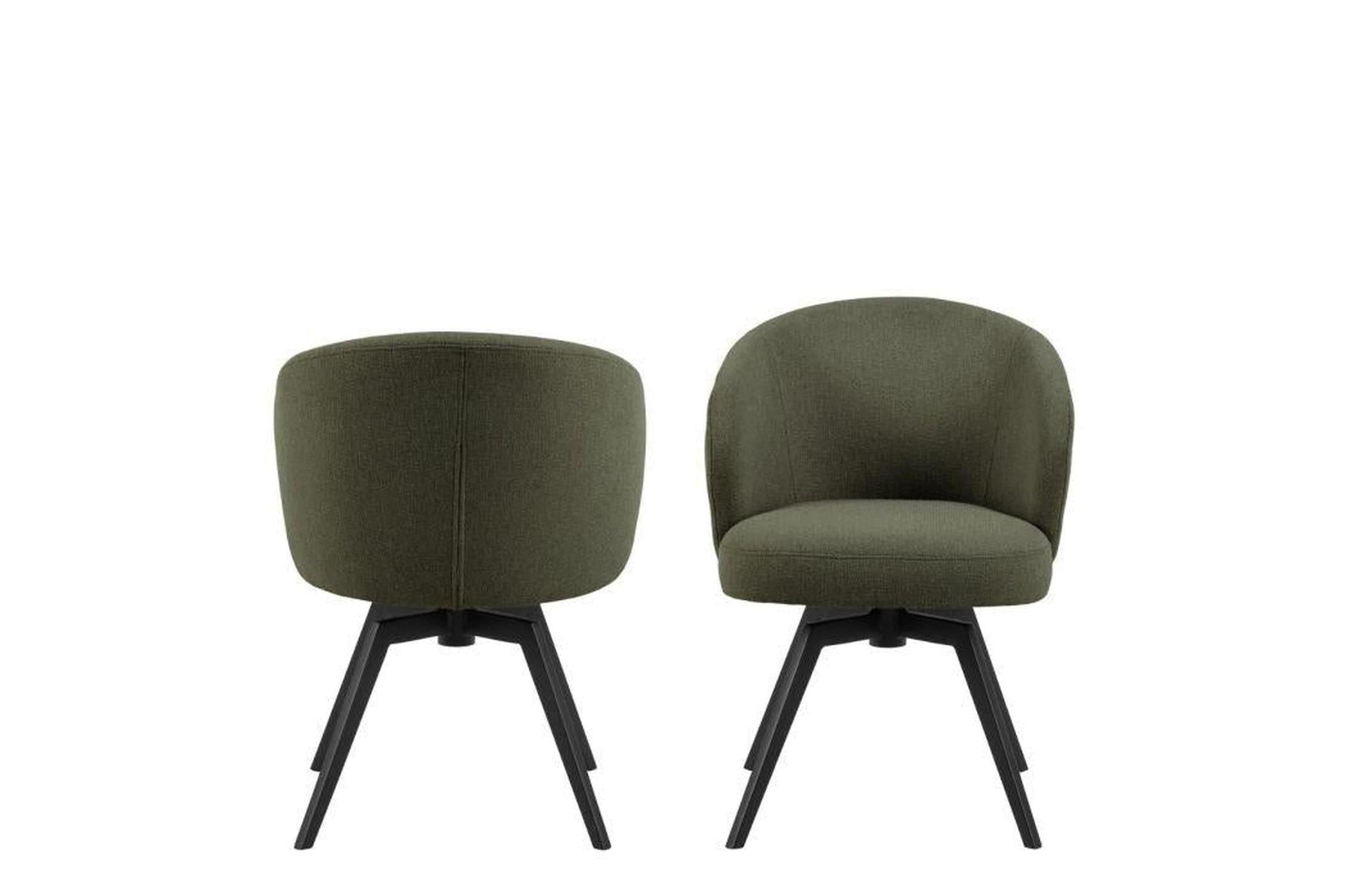 Darlene Dining Chair with Armrest and Swivel Function in Green