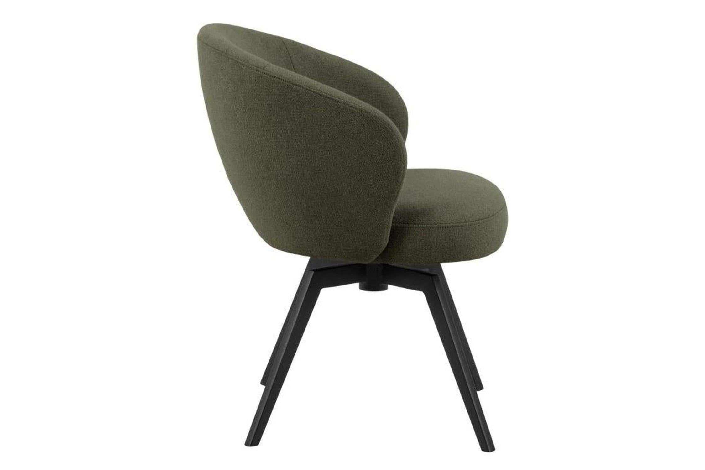 Darlene Dining Chair with Armrest and Swivel Function in Green