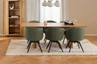 Darlene Dining Chair with Armrest and Swivel Function in Green