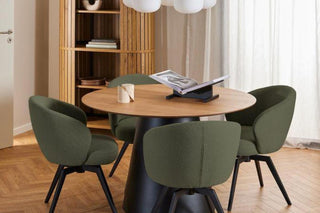 Darlene Dining Chair with Armrest and Swivel Function in Green