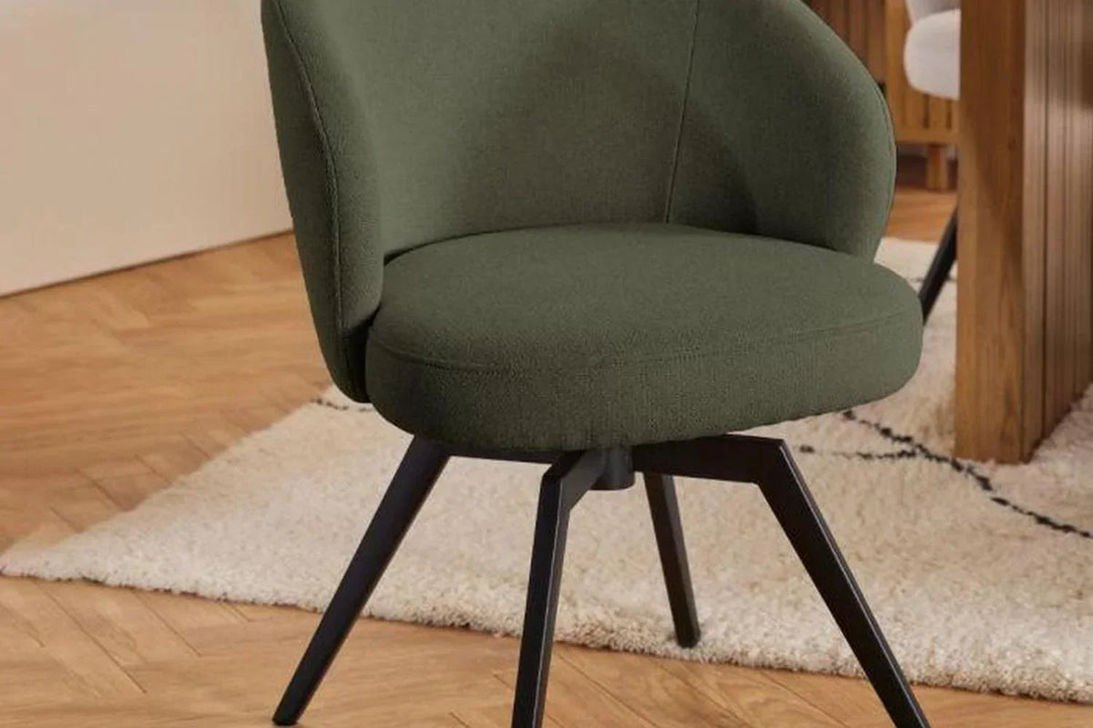 Darlene Dining Chair with Armrest and Swivel Function in Green